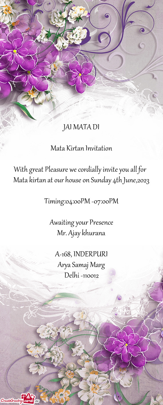 Mata Kirtan Invitation