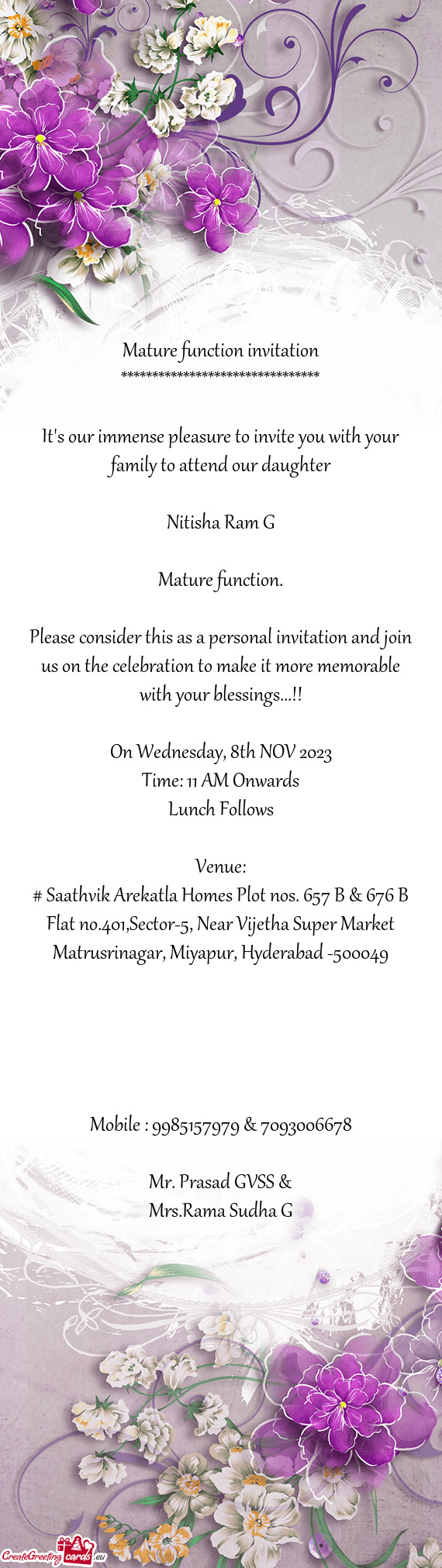 Matrusrinagar, Miyapur, Hyderabad -500049