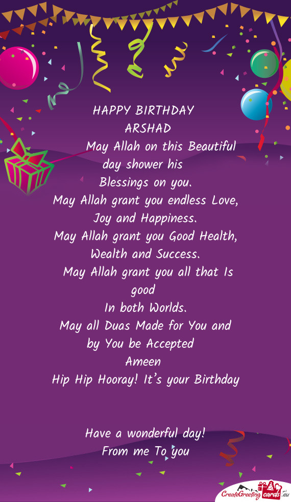 May Allah grant you Good Health, Wealth and Success - Free cards