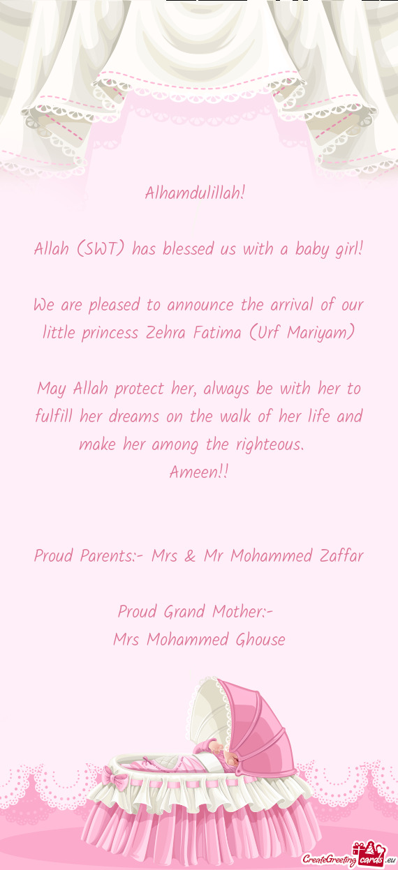 May Allah protect her, always be with her to fulfill her dreams on the walk of her life and make her