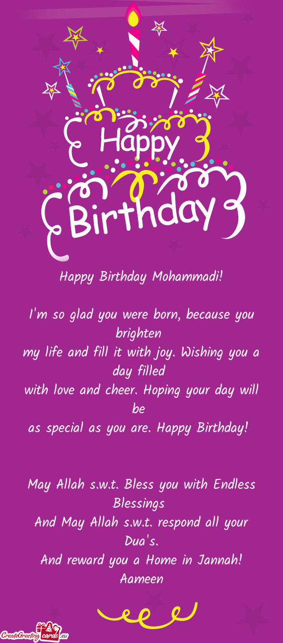 May Allah s.w.t. Bless you with Endless Blessings