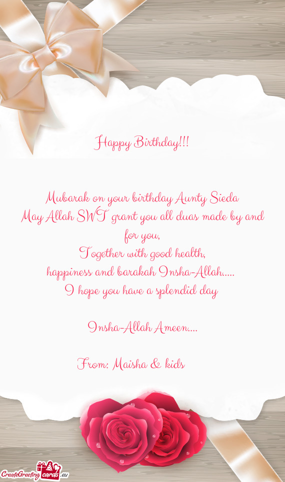 May Allah SWT grant you all duas made by and for you