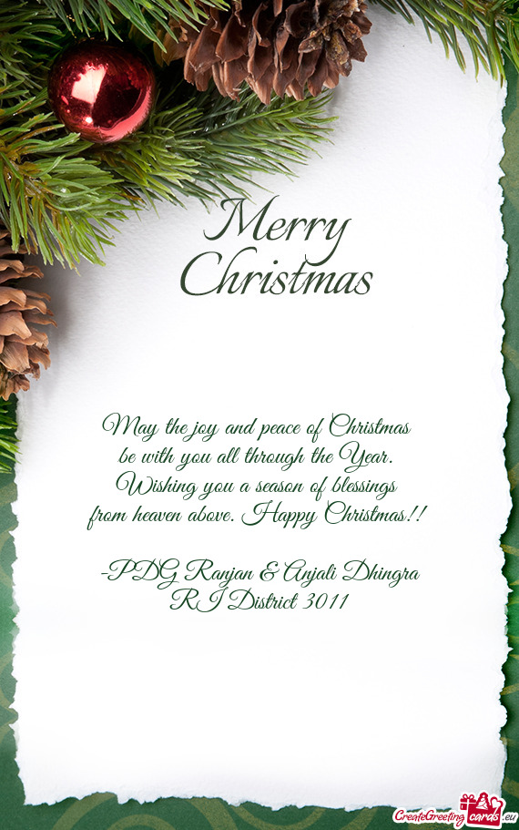May the joy and peace of Christmas