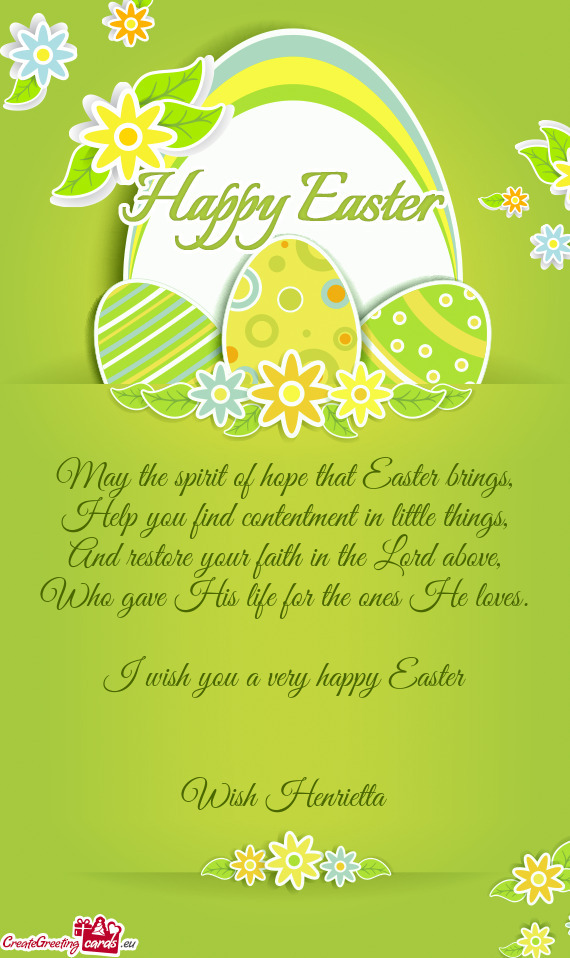 May the spirit of hope that Easter brings