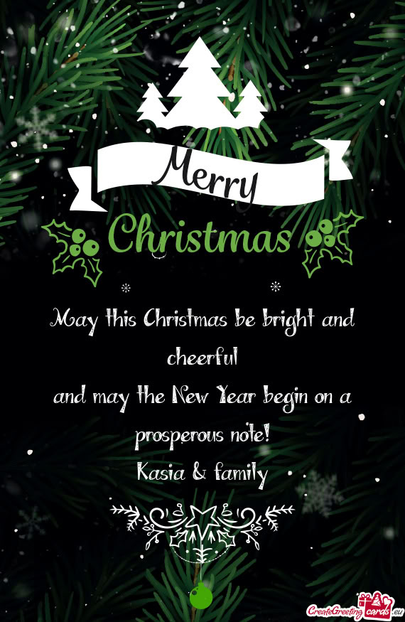 May this Christmas be bright and cheerful and may the New Year begin on a prosperous note! Kasia &