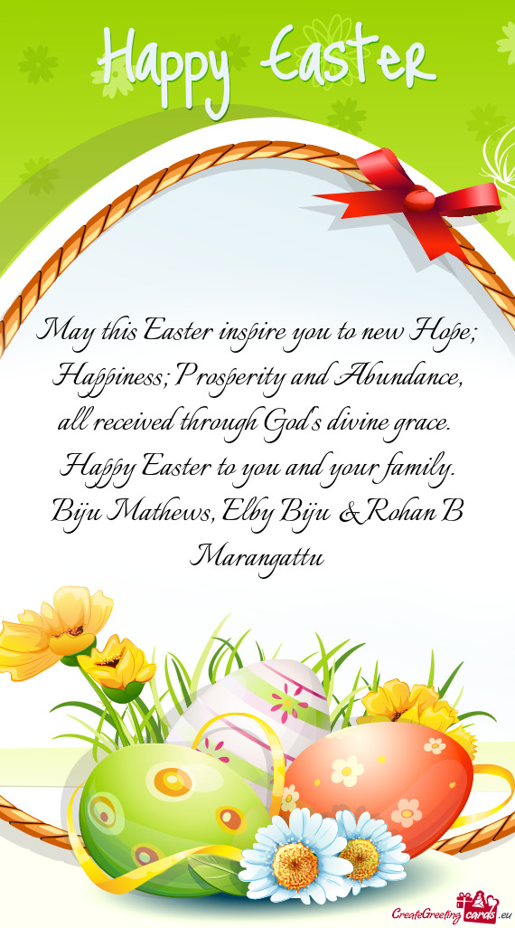 May this Easter inspire you to new Hope; Happiness; Prosperity and Abundance, all received through G