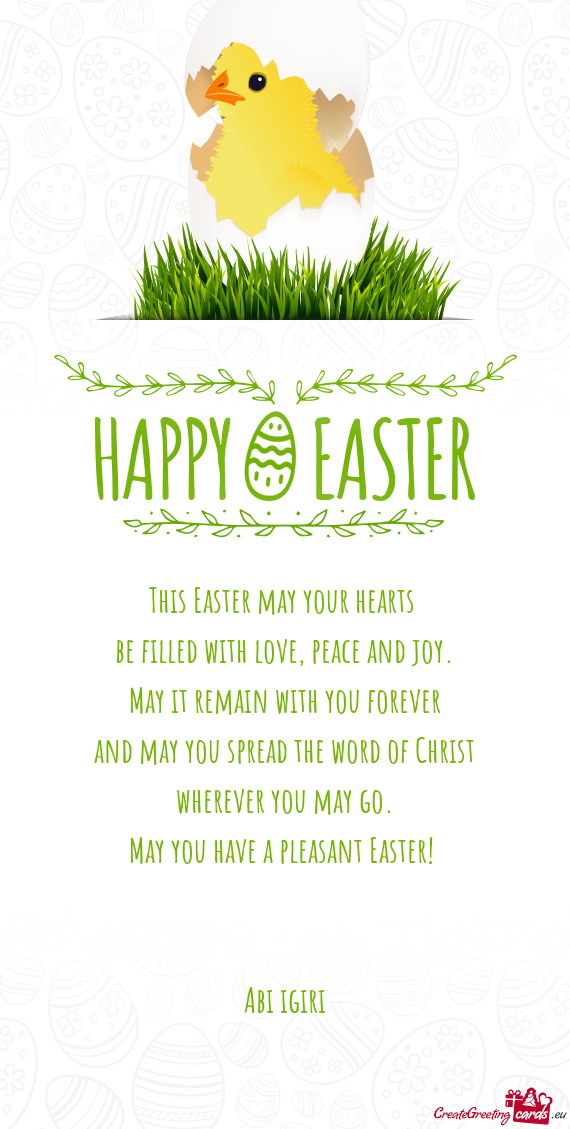 May you have a pleasant Easter