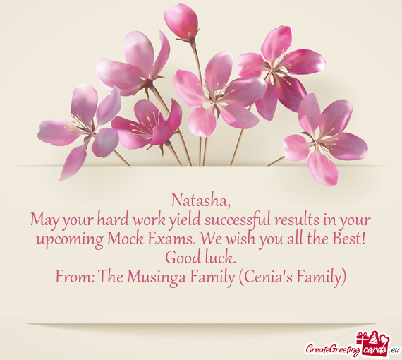 May your hard work yield successful results in your upcoming Mock Exams. We wish you all the Best! G