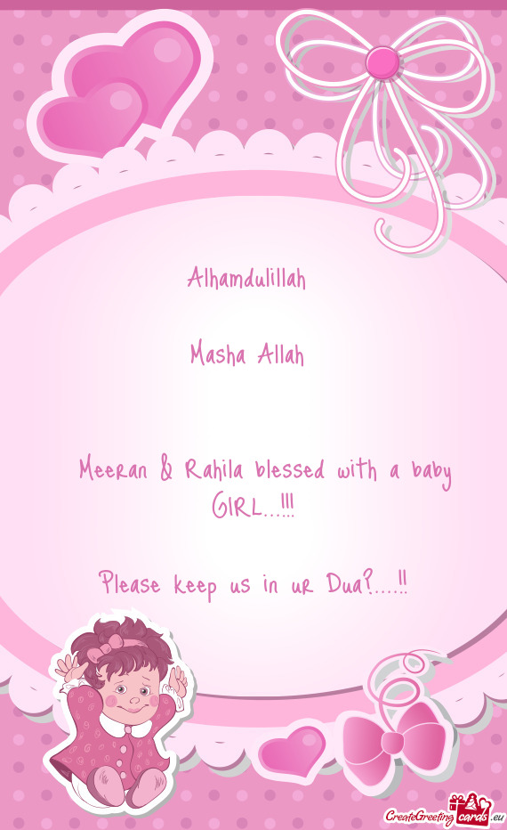 Meeran & Rahila blessed with a baby GIRL