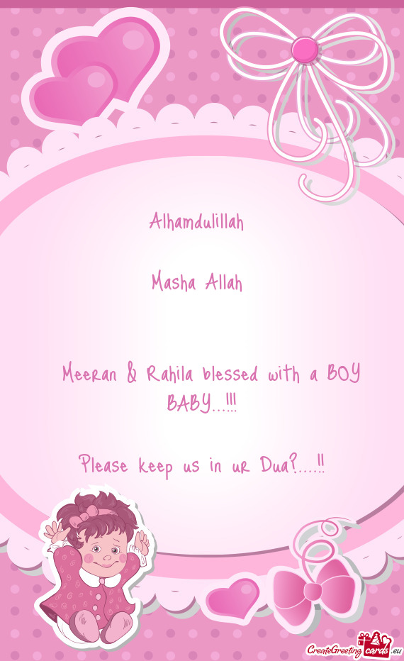 Meeran & Rahila blessed with a BOY BABY