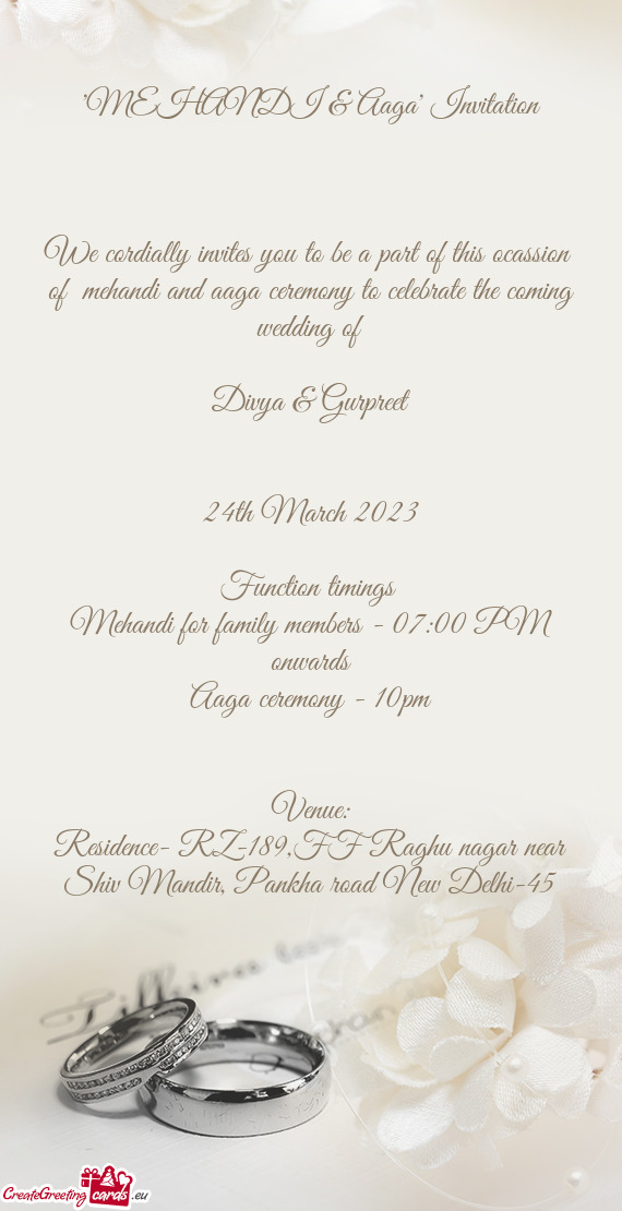 "MEHANDI & Aaga" Invitation