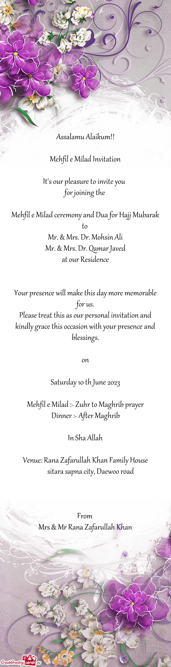 Mehfil e Milad Invitation