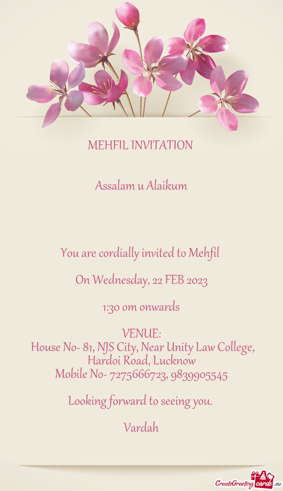 MEHFIL INVITATION