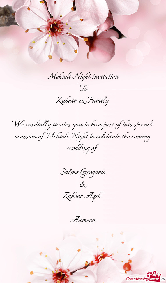 Mehndi Night invitation