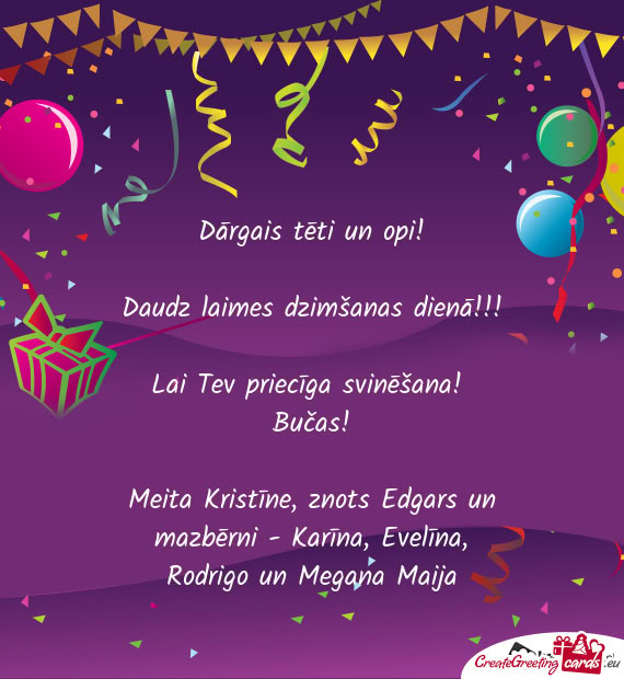 Meita Kristīne, znots Edgars un mazbērni - Karīna, Evelīna, Rodrigo un Megana Maija