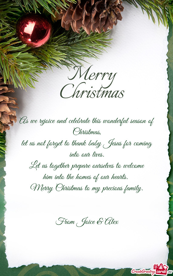 Merry Christmas to my precious family