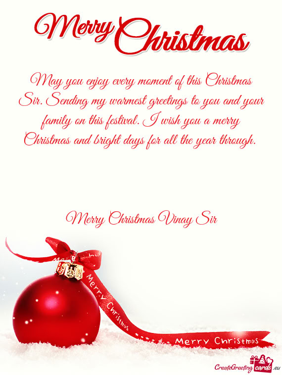 Merry Christmas Vinay Sir