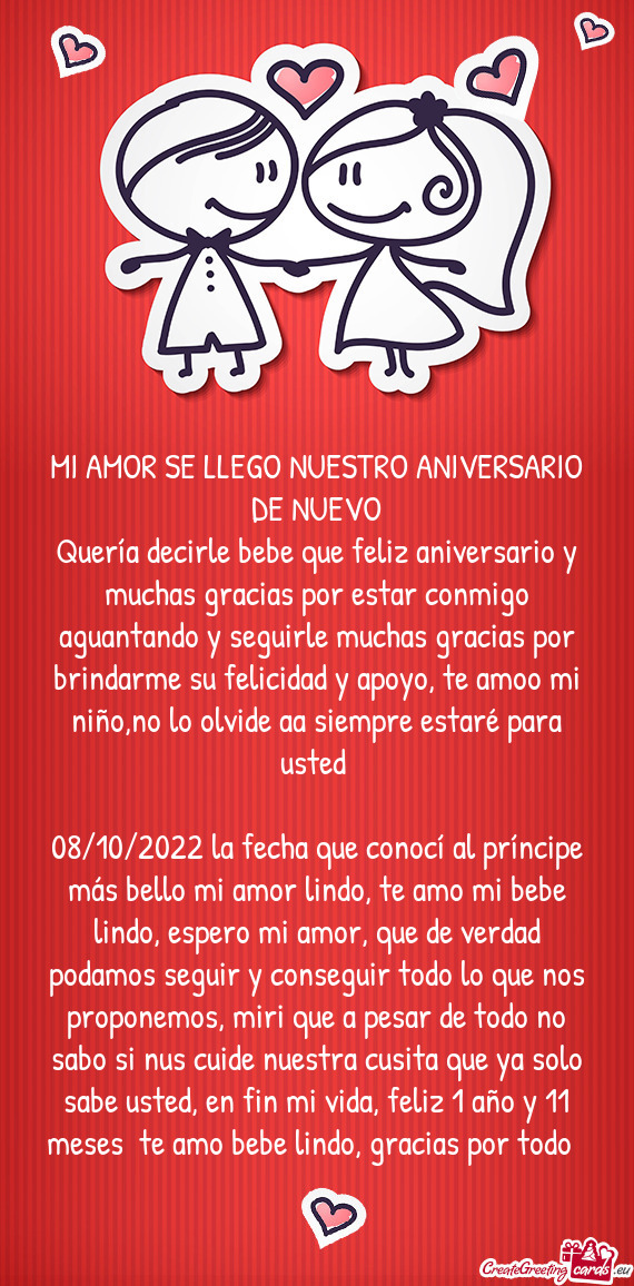 MI AMOR SE LLEGO NUESTRO ANIVERSARIO DE NUEVO