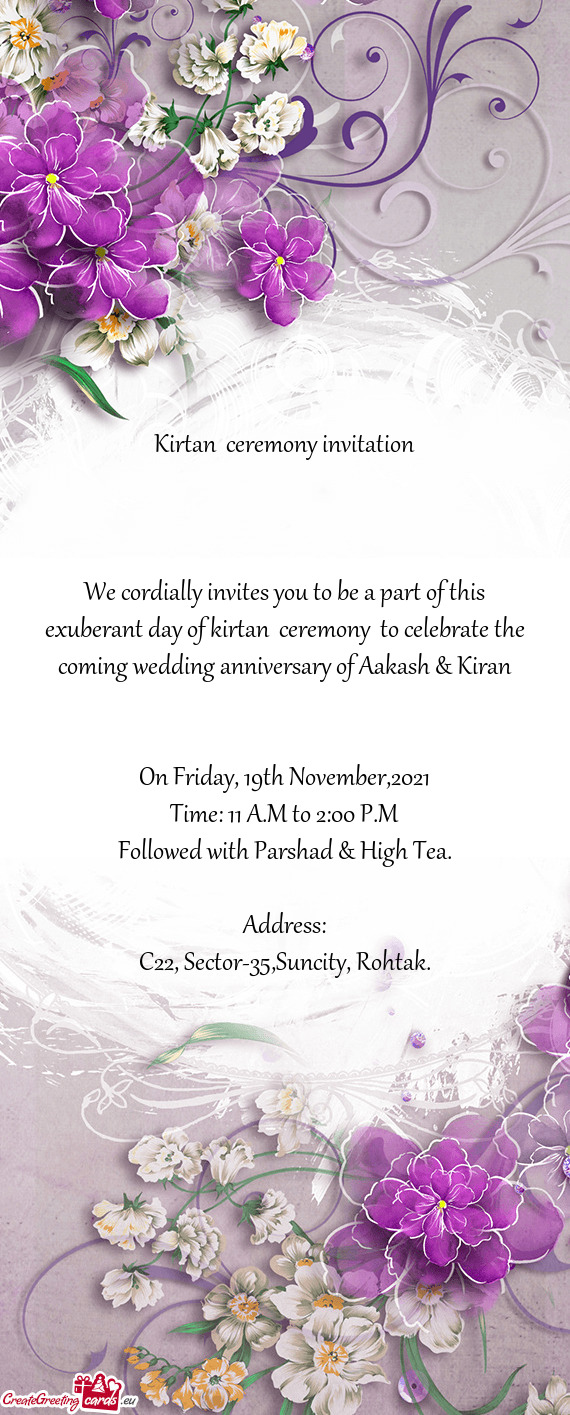 Ming wedding anniversary of Aakash & Kiran