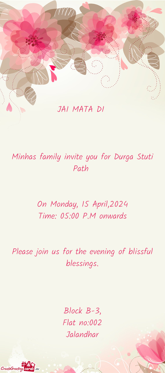 Minhas family invite you for Durga Stuti Path