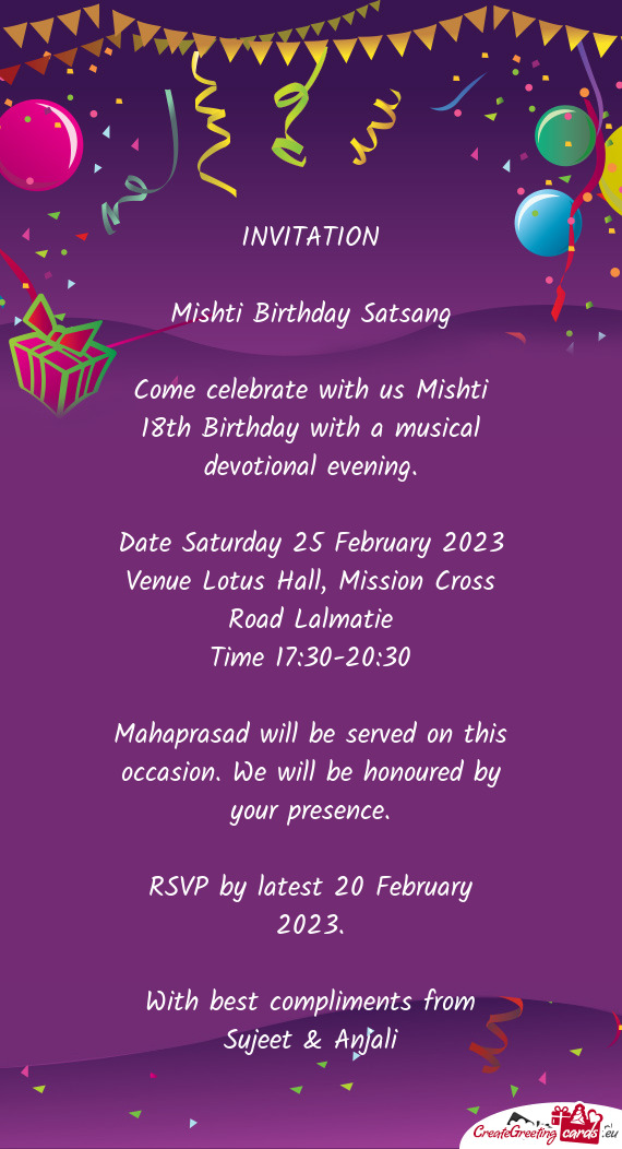 Mishti Birthday Satsang