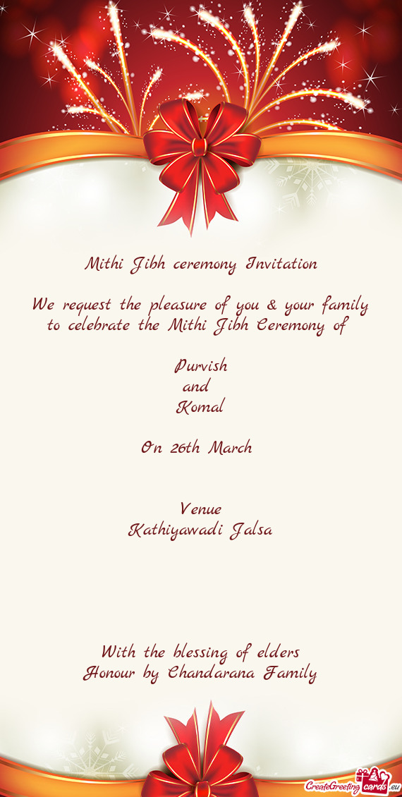 Mithi Jibh ceremony Invitation