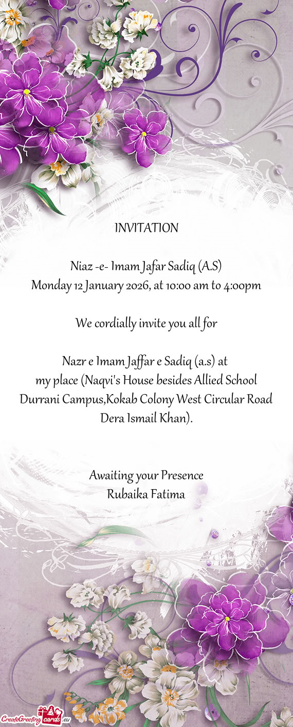 Monday 12 January 2026, at 10:00 am to 4:00pm