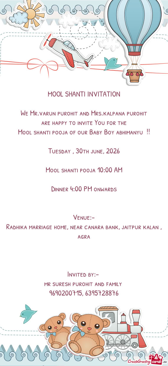 MOOL SHANTI INVITATION We Mr