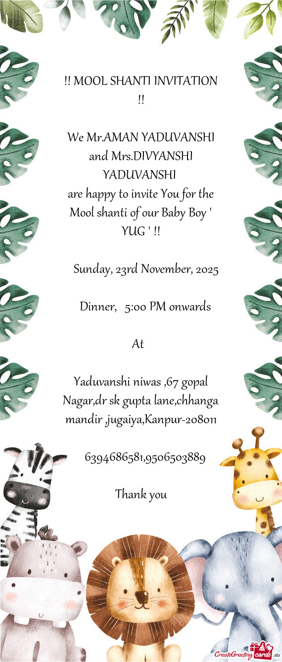 Mool shanti of our Baby Boy " YUG "