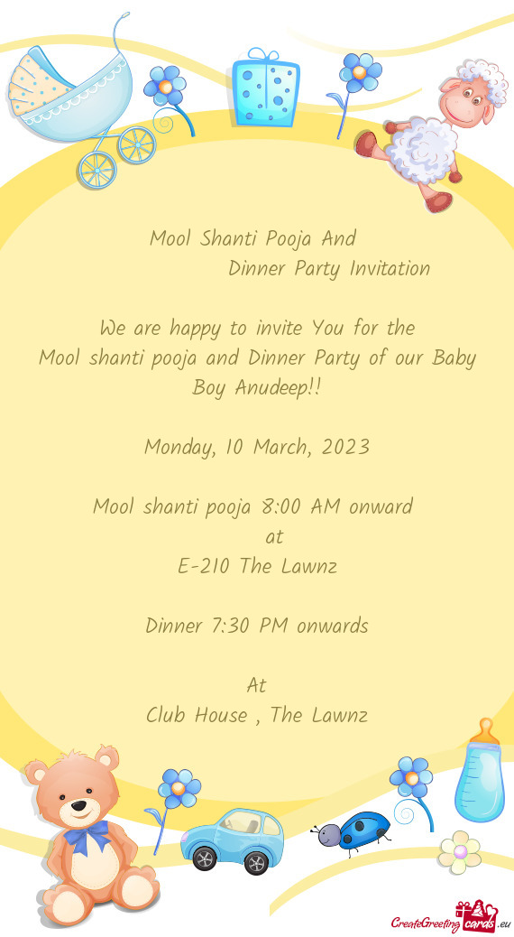 Mool shanti pooja and Dinner Party of our Baby Boy Anudeep
