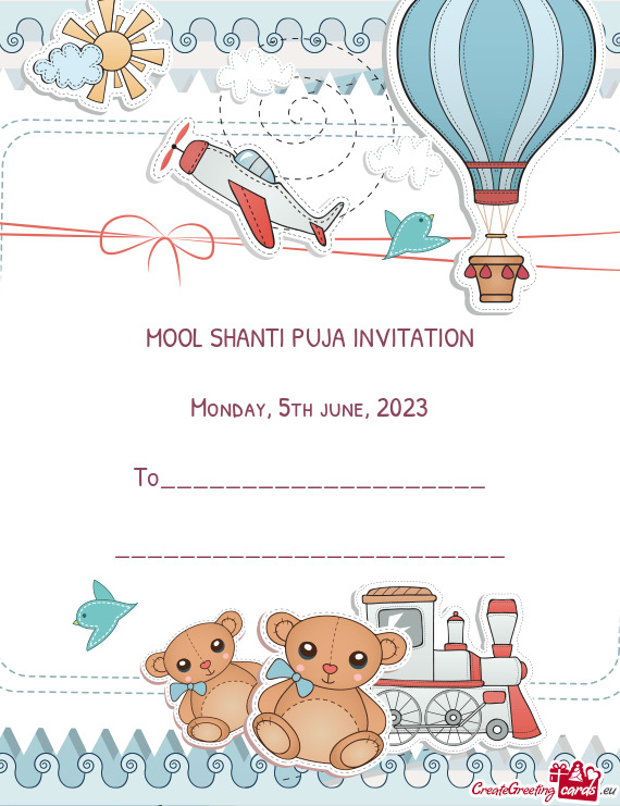 MOOL SHANTI PUJA INVITATION Monday