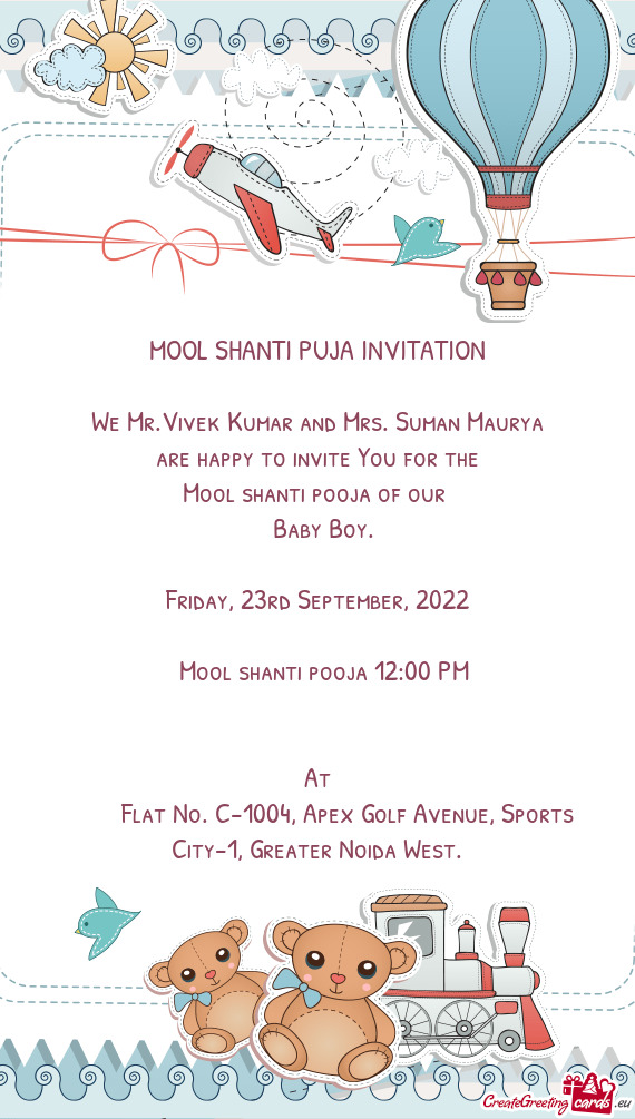 MOOL SHANTI PUJA INVITATION