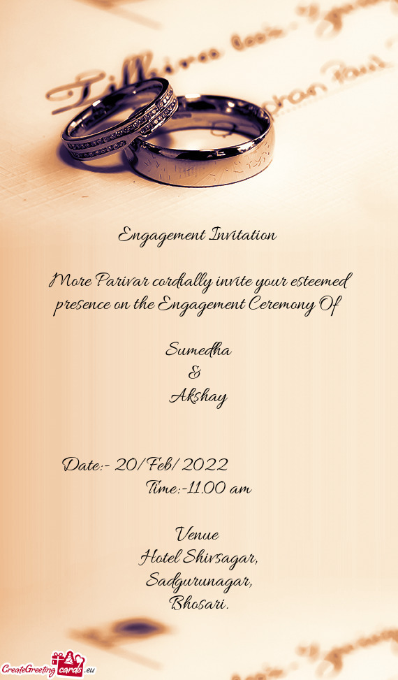 More Parivar cordially invite your esteemed presence on the Engagement Ceremony Of
