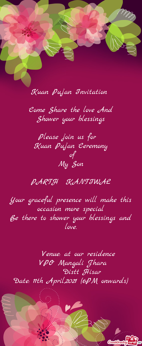 More special Be there to shower your blessings and love