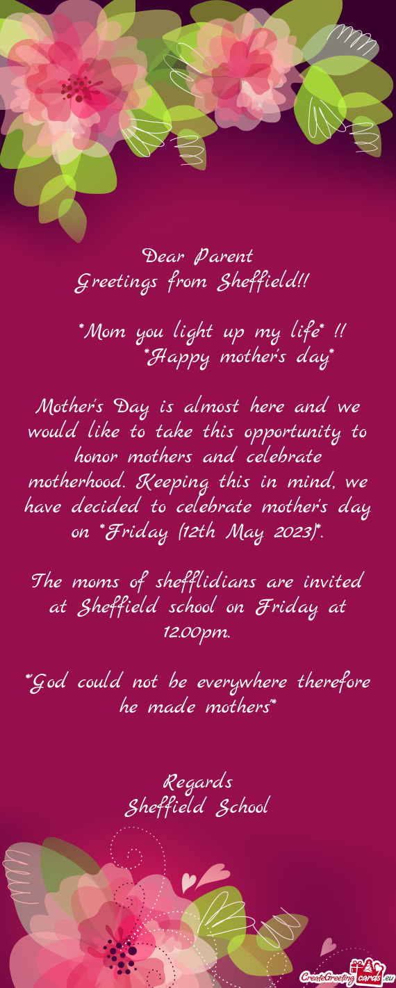 Mother's Day is almost here and we would like to take this opportunity to honor mothers and celebrat