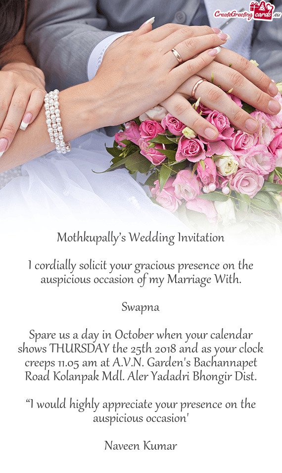 Mothkupally’s Wedding Invitation