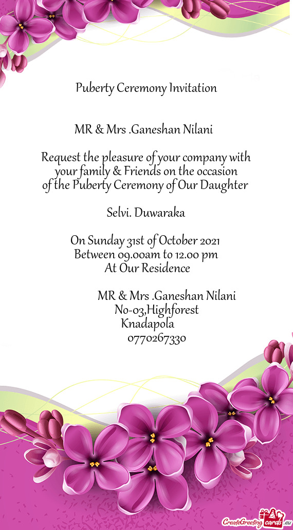 MR & Mrs .Ganeshan Nilani