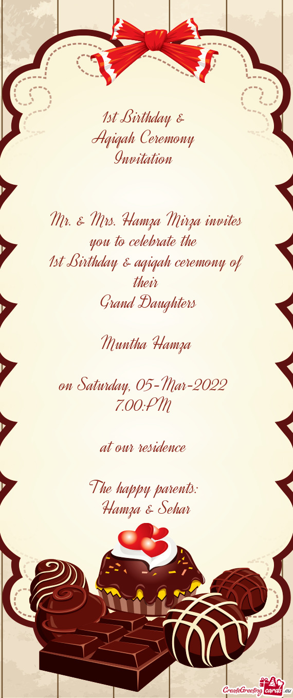 Mr. & Mrs. Hamza Mirza invites you to celebrate the