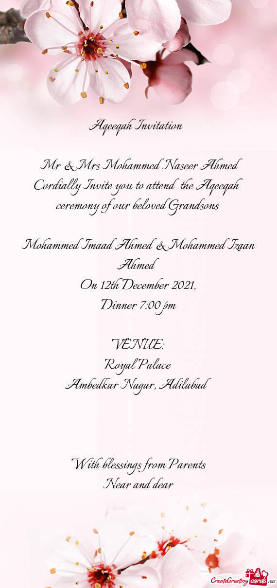 Mr & Mrs Mohammed Naseer Ahmed