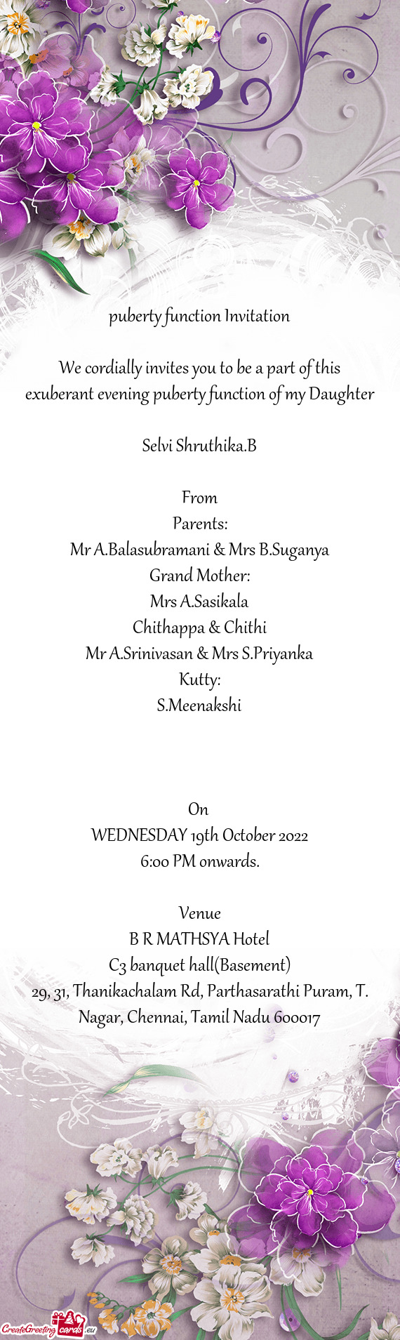 Mr A.Balasubramani & Mrs B.Suganya