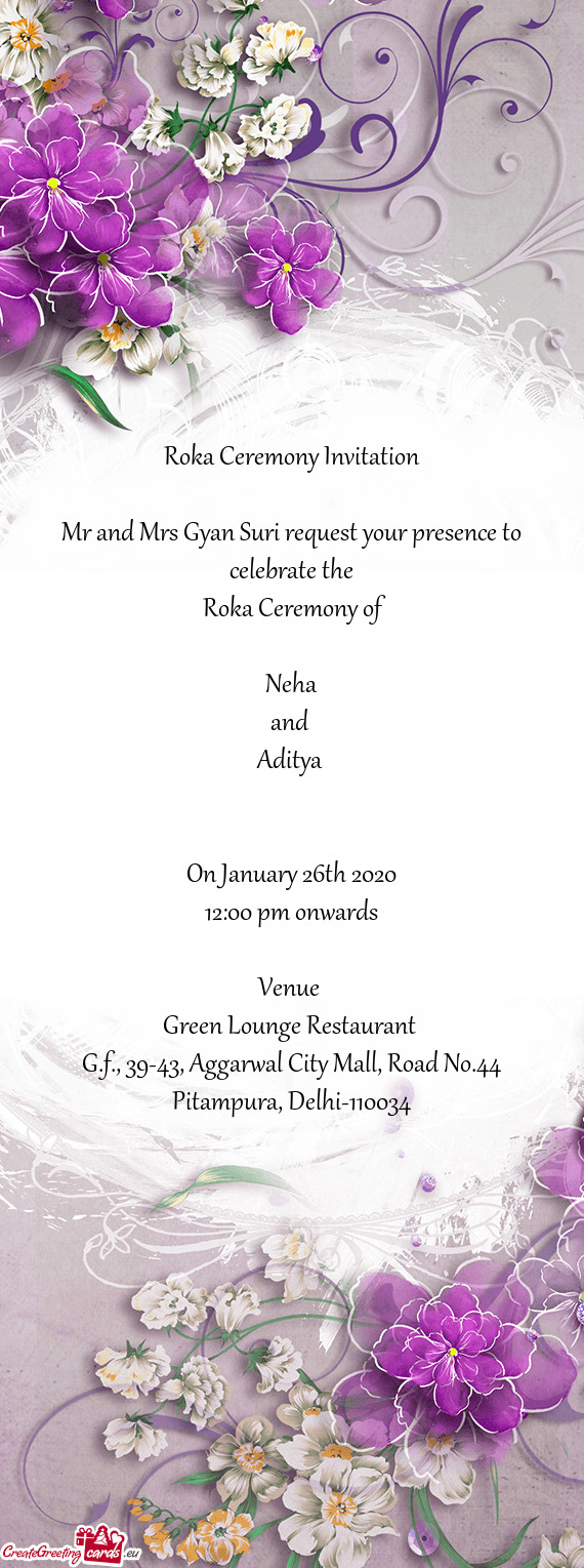 Mr and Mrs Gyan Suri request your presence to celebrate the