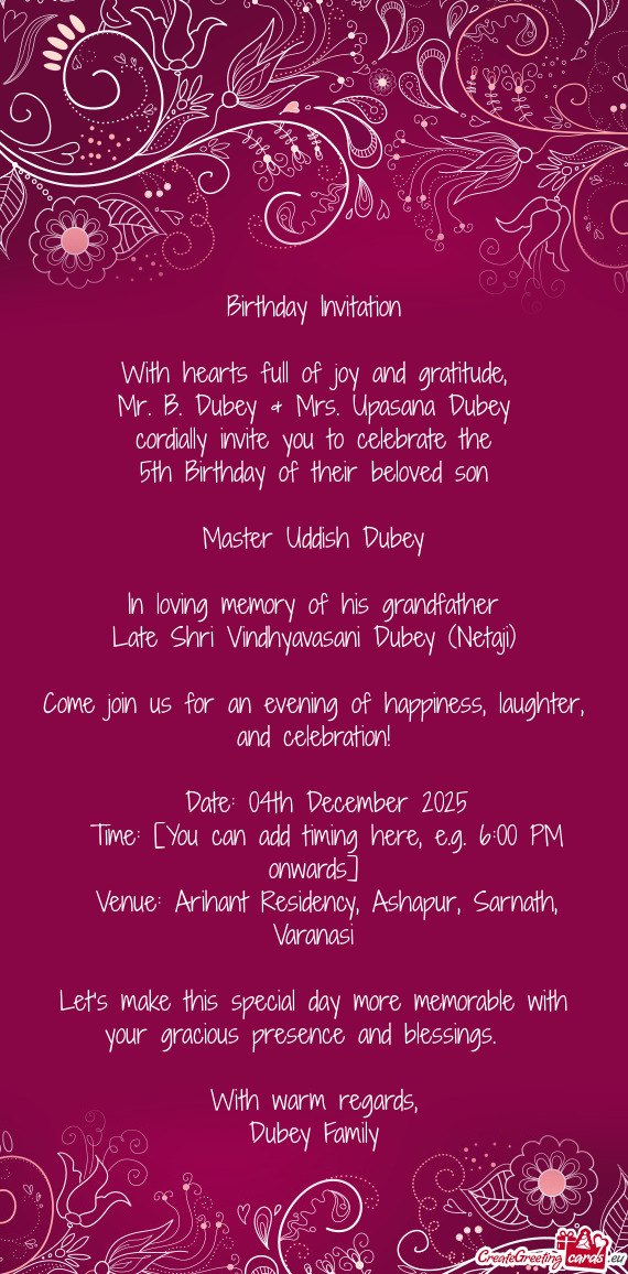 Mr. B. Dubey & Mrs. Upasana Dubey