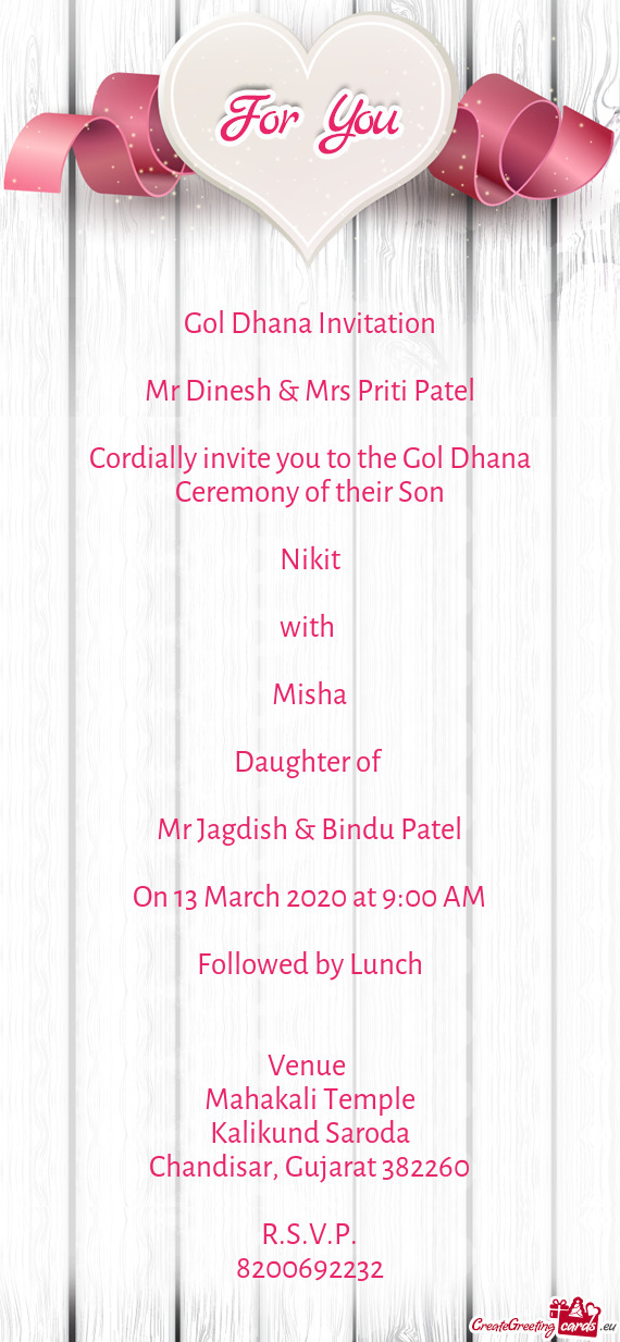 Mr Dinesh & Mrs Priti Patel