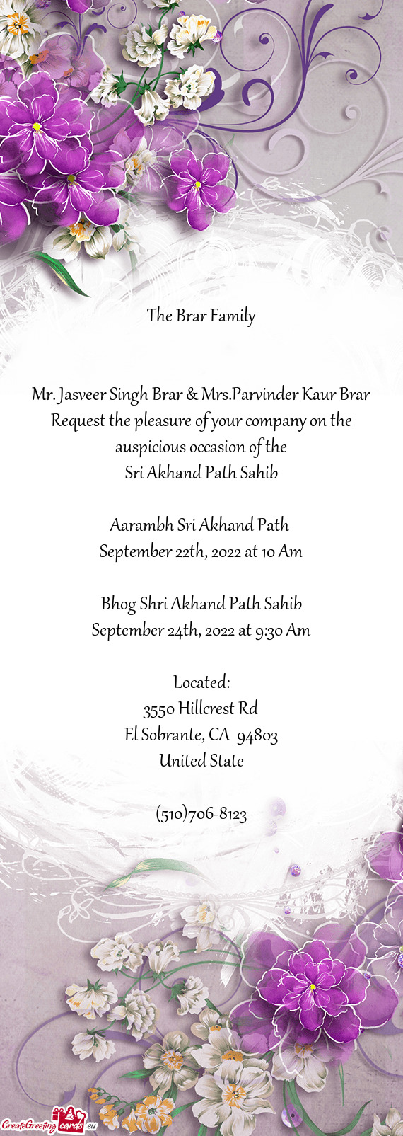 Mr. Jasveer Singh Brar & Mrs.Parvinder Kaur Brar