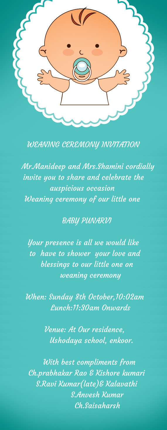 Mr.Manideep and Mrs.Shamini cordially invite you to share and celebrate the auspicious occasion