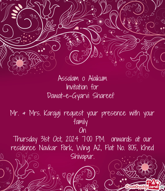 Mr. & Mrs. Karajgi request your presence with your family