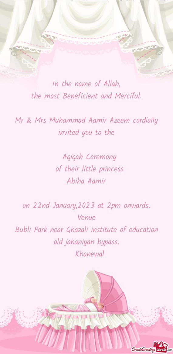 Mr & Mrs Muhammad Aamir Azeem cordially invited you to the