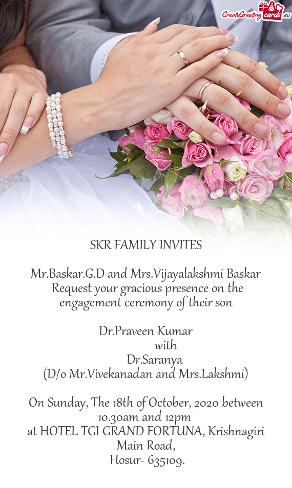 Mr.Baskar.G.D and Mrs.Vijayalakshmi Baskar