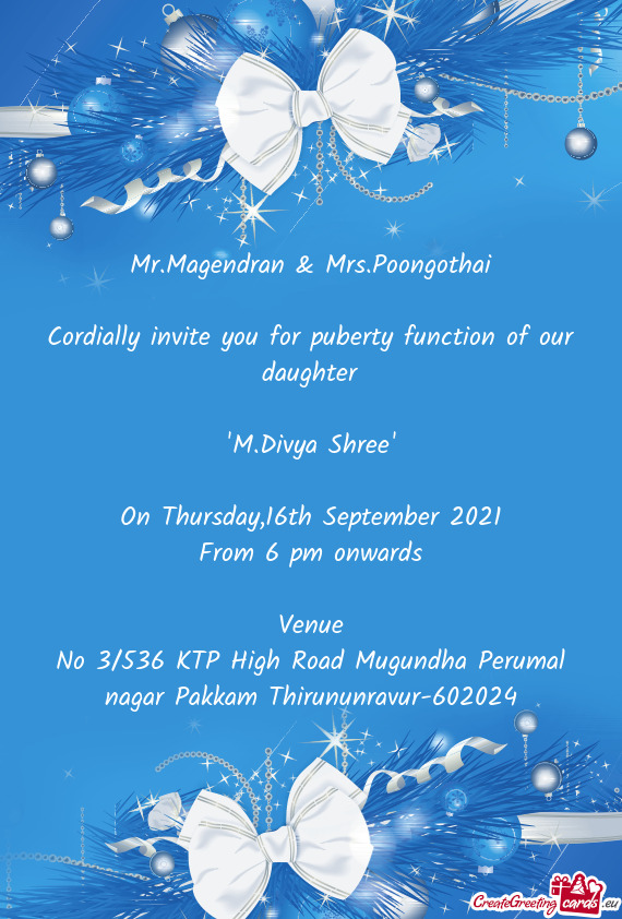 Mr.Magendran & Mrs.Poongothai