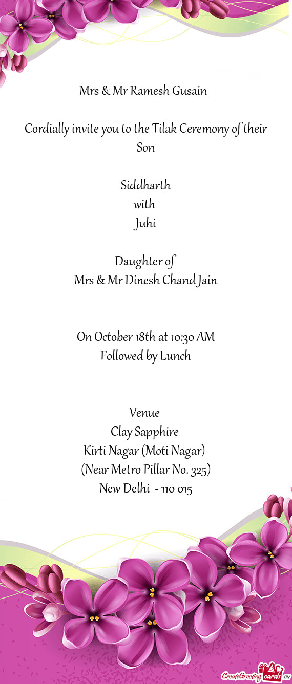 Mrs & Mr Dinesh Chand Jain